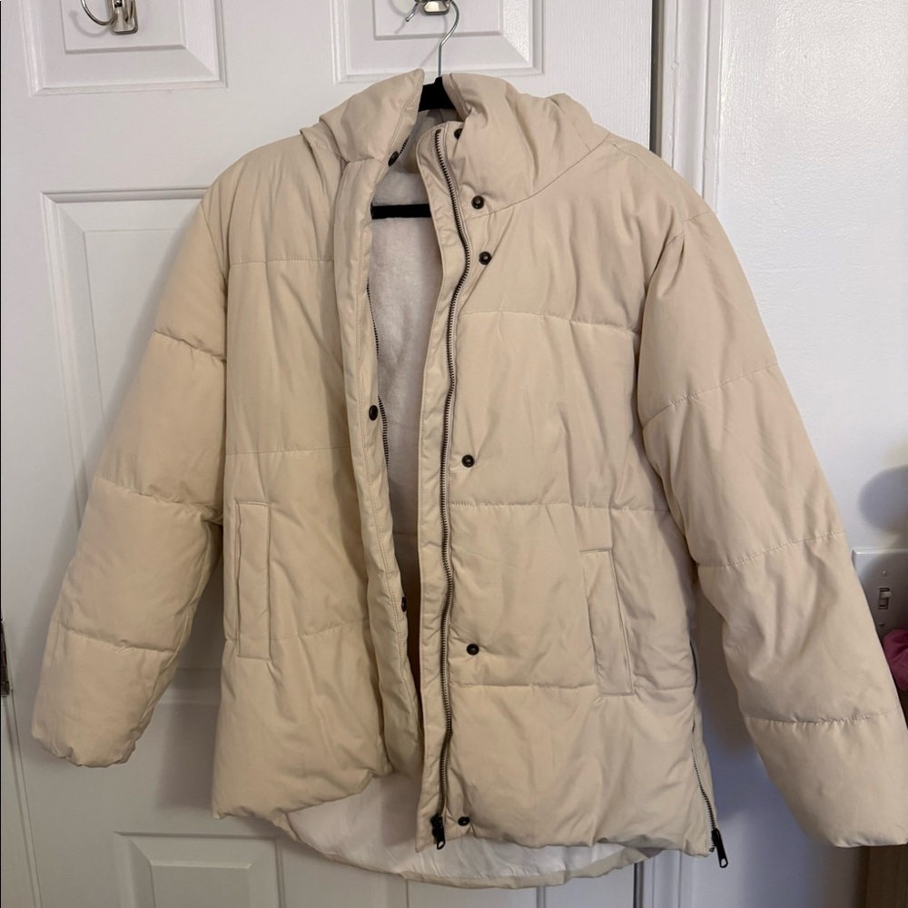 Old Navy Cream Winter Coat with Hood